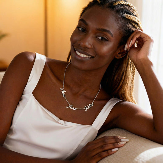 Personalized Name Necklace for Mom, 2–3 Name Necklace, Custom Kids Names Jewelry, Mother Gift from Children, Gold or Silver Script Necklace