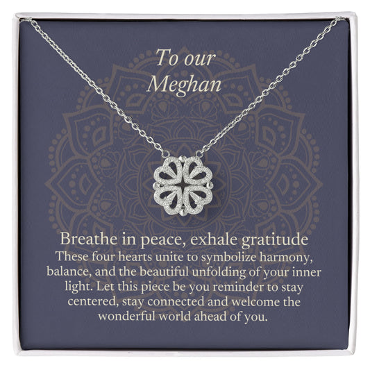 Connected Heart Necklace - Breathe in Peace Exhale Gratitude