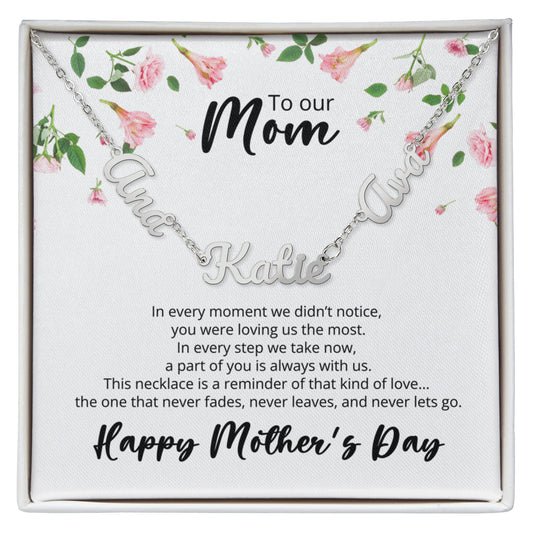 To Our Mom Necklace with Kids Names, Personalized Name Necklace, Custom 2–3 Name Jewelry, Emotional Gift for Mom from Children