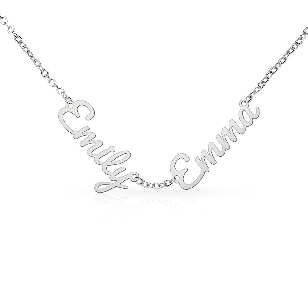 To Our Mom - Custom Signature  - Multi-name Necklace with Heartfelt Message - Purple Flower Theme