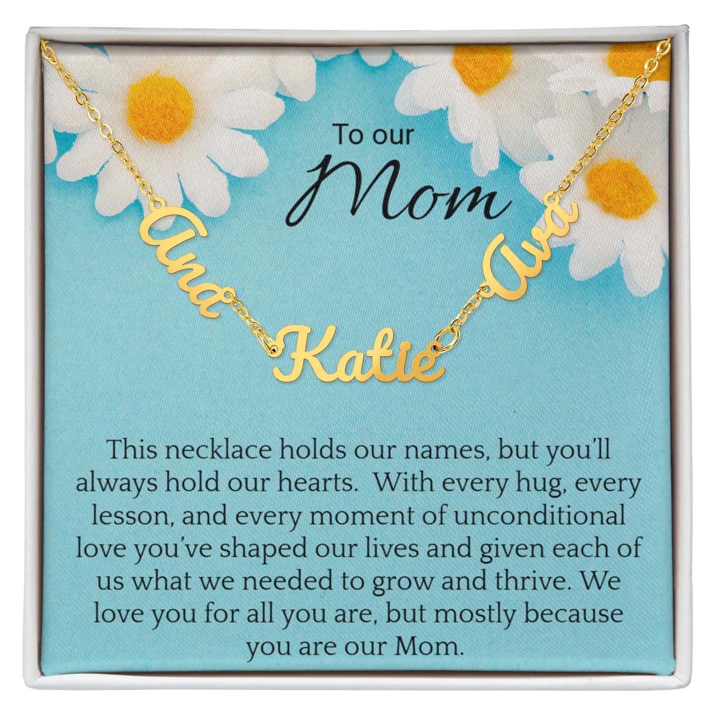 Personalized Name Necklace for Mom, 2–3 Name Necklace, Custom Kids Names Jewelry, Mother Gift from Children, Gold or Silver Script Necklace