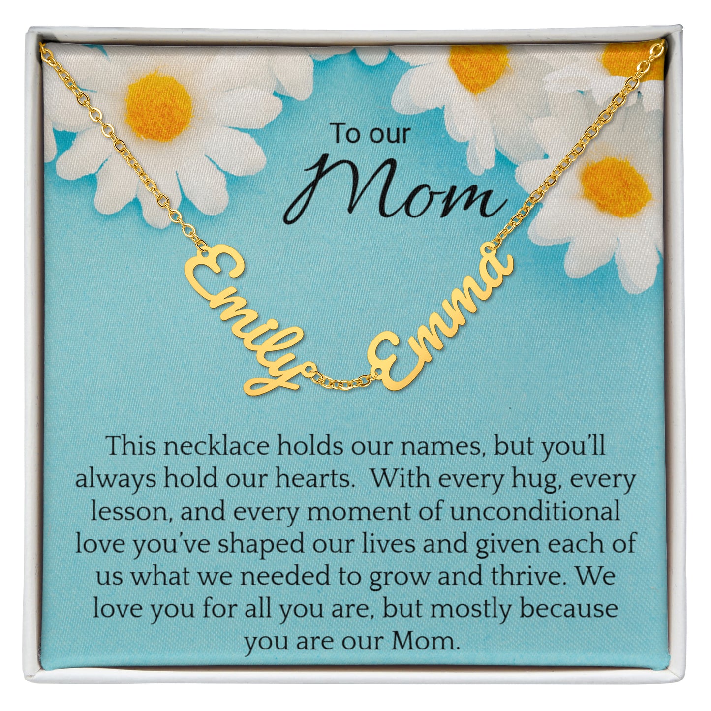 Personalized Name Necklace for Mom, 2–3 Name Necklace, Custom Kids Names Jewelry, Mother Gift from Children, Gold or Silver Script Necklace