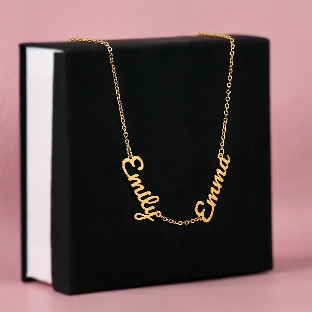 To Our Mom -Multi-name Necklace with Heartfelt Message - Purple Flower Theme