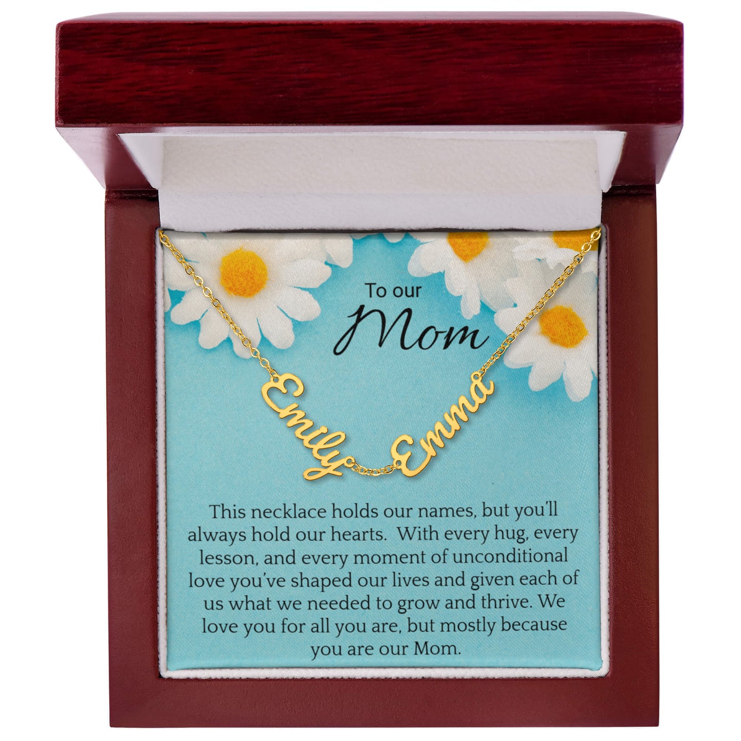 Personalized Name Necklace for Mom, 2–3 Name Necklace, Custom Kids Names Jewelry, Mother Gift from Children, Gold or Silver Script Necklace