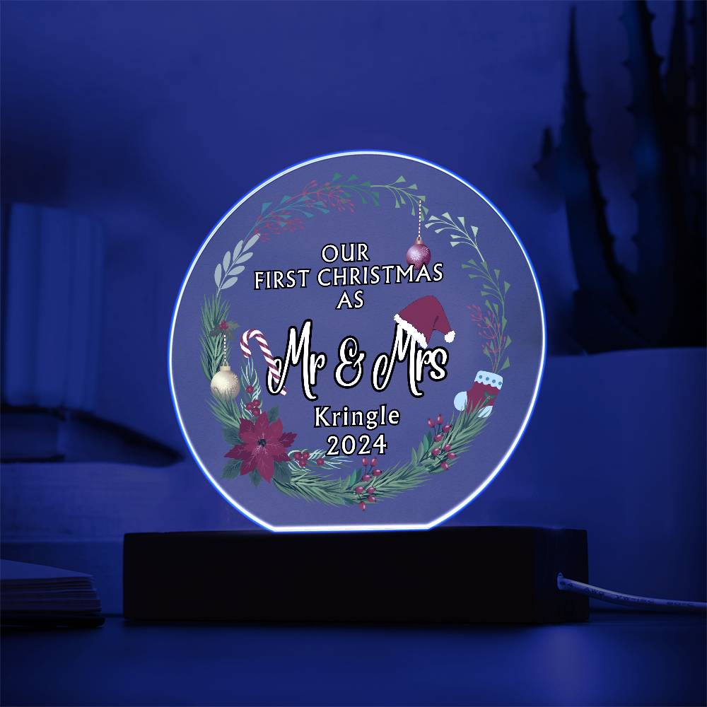 Our First Christmas Decoration - Acrylic LED Perfect gift for Wife, Husband, Newlyweds