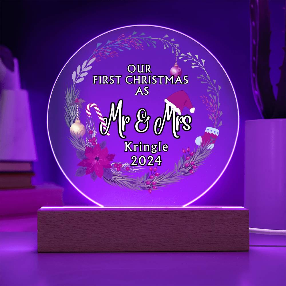 Our First Christmas Decoration - Acrylic LED Perfect gift for Wife, Husband, Newlyweds