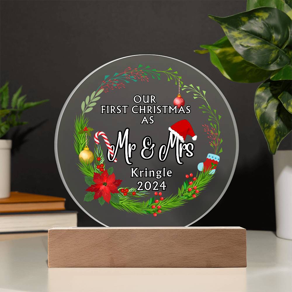 Our First Christmas Decoration - Acrylic LED Perfect gift for Wife, Husband, Newlyweds