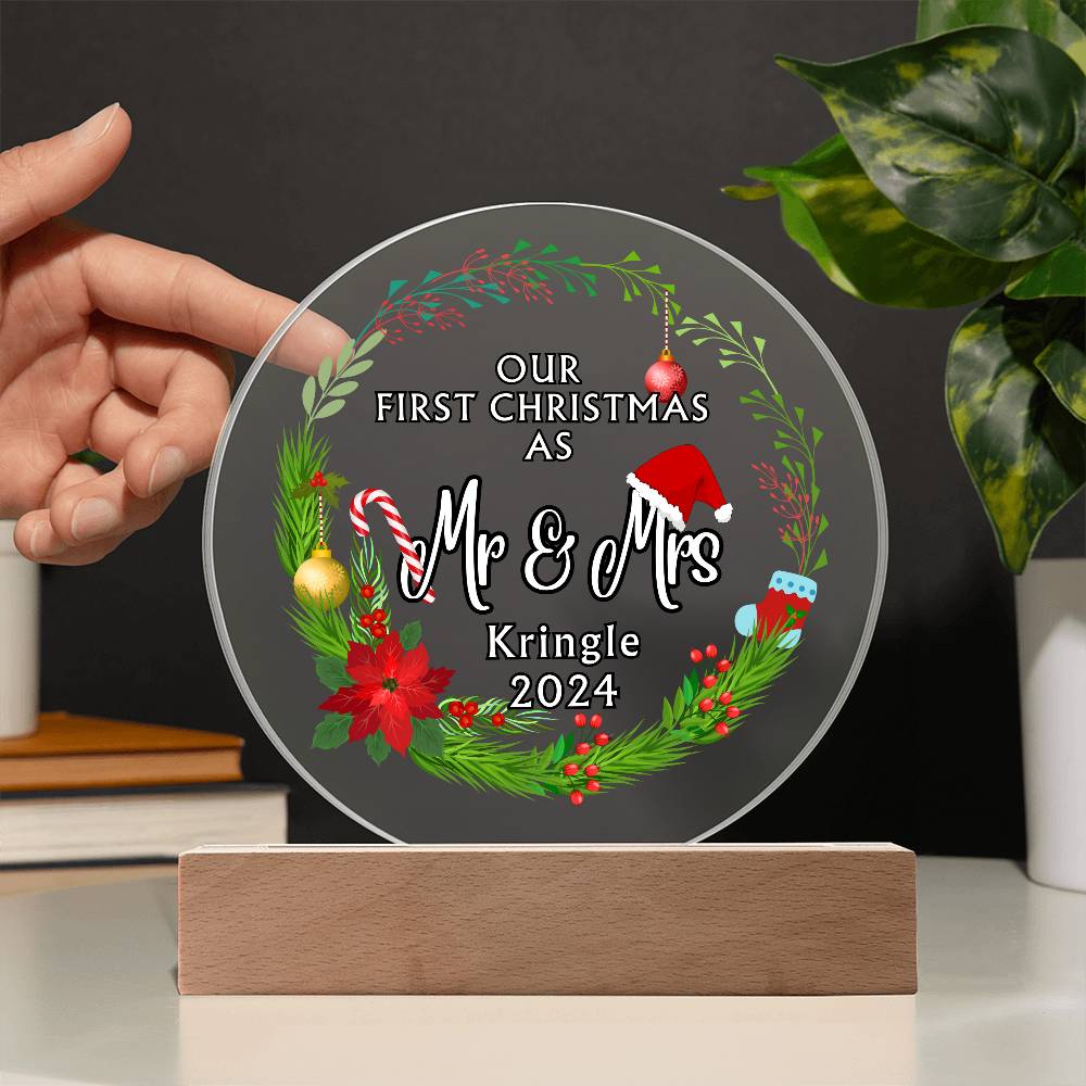 Our First Christmas Decoration - Acrylic LED Perfect gift for Wife, Husband, Newlyweds