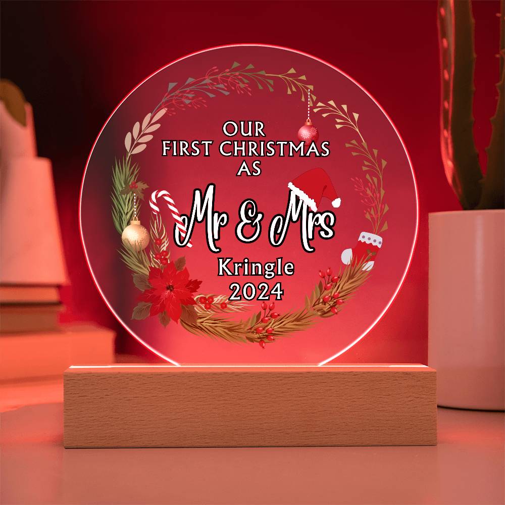 Our First Christmas Decoration - Acrylic LED Perfect gift for Wife, Husband, Newlyweds