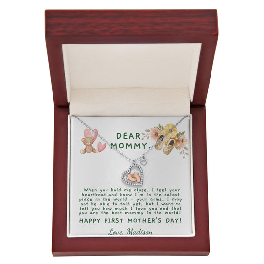 Baby Feet Heart Necklace – First Mother's Day Gift for New Mom | Rose Gold Baby Feet Pendant in Sterling Silver