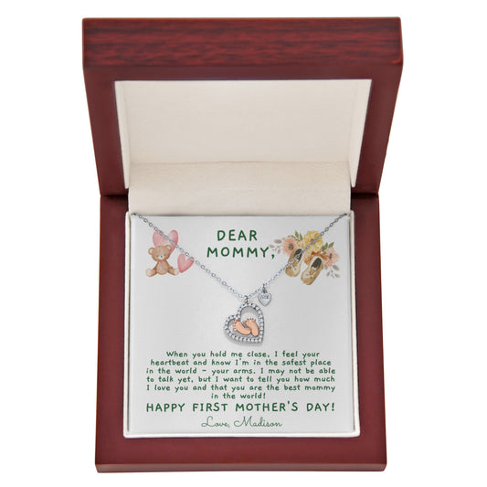 First Mother's Day - Heart with Baby Feet Necklace