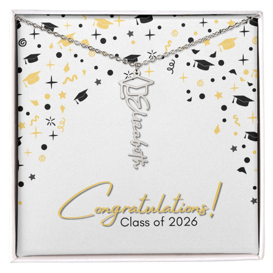 Graduation Name Necklace - Black and Gold