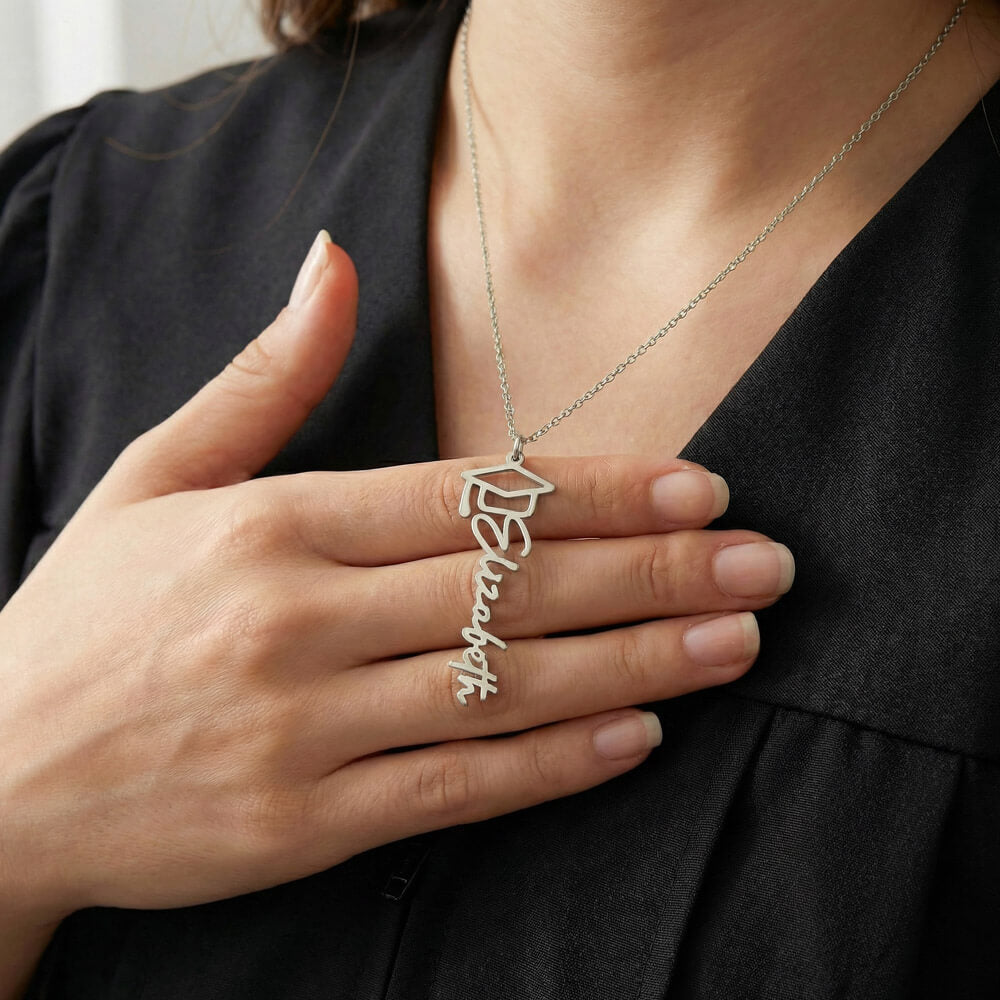 Graduation Name Necklace - Crimson and White