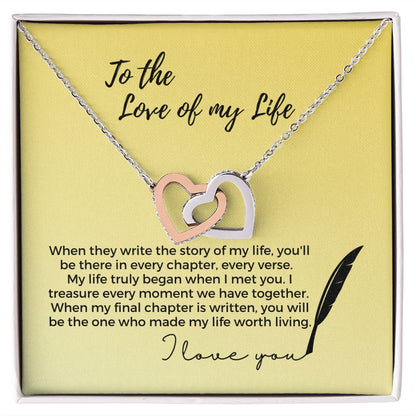 Story of My Life - Interlocking Hearts - Birthday, Anniversary, Gift for Wife, Girlfriend, Partner, Book Lover
