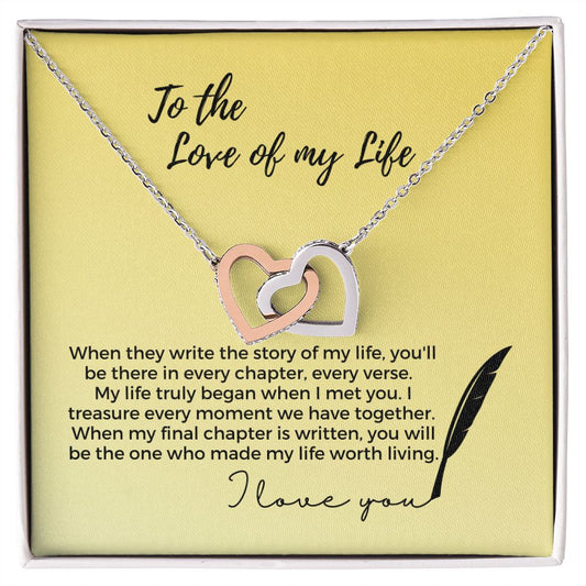 Story of My Life - Interlocking Hearts - Birthday, Anniversary, Gift for Wife, Girlfriend, Partner, Book Lover