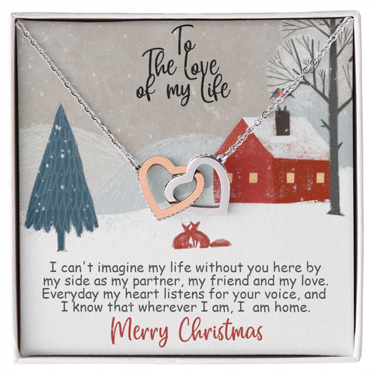 Intelocking Hearts Necklace - Romantic Christmas gift to wife, fiancée, girlfriend, life partner