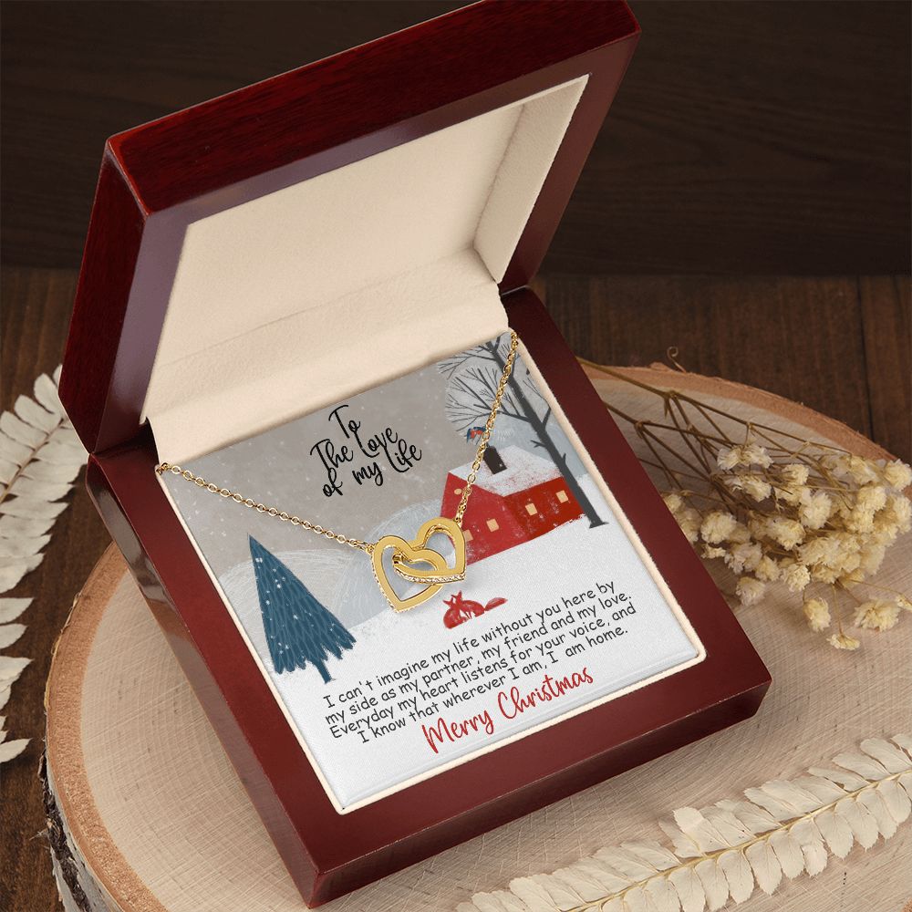 Intelocking Hearts Necklace - Romantic Christmas gift to wife, fiancée, girlfriend, life partner