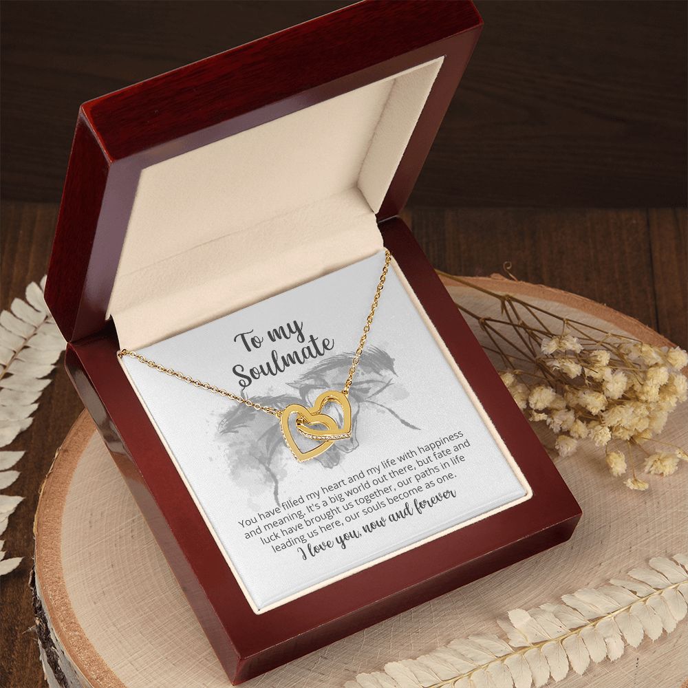 To My Soulmate - Interlocking Hearts with Message Card designed for Horse Lovers