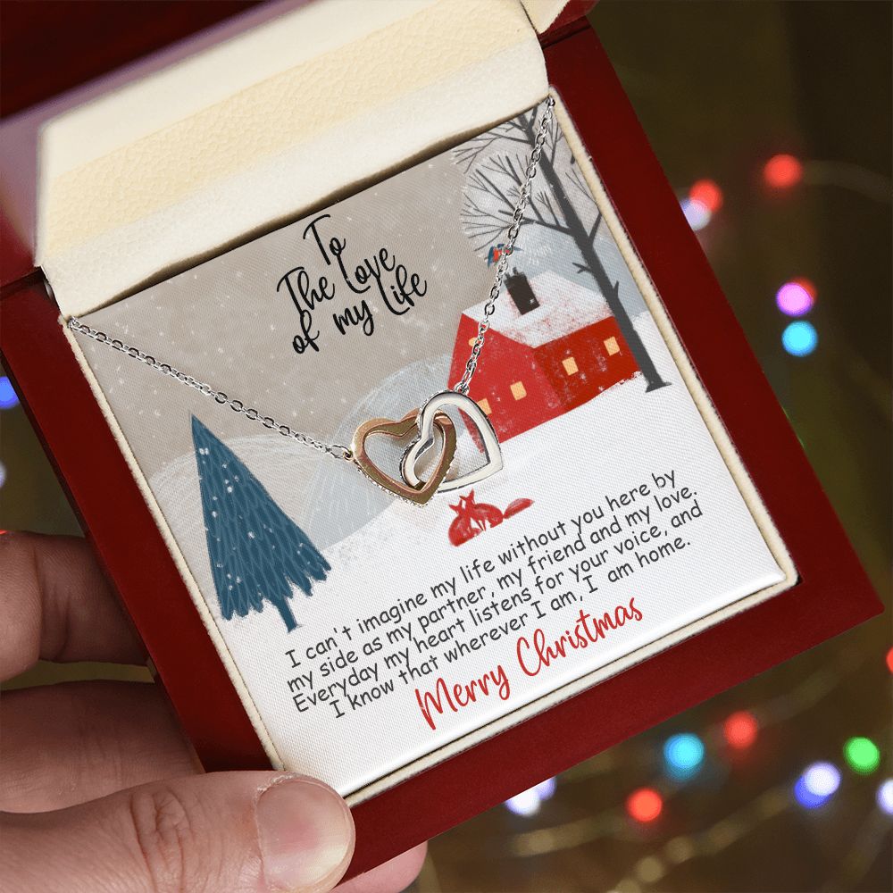Intelocking Hearts Necklace - Romantic Christmas gift to wife, fiancée, girlfriend, life partner