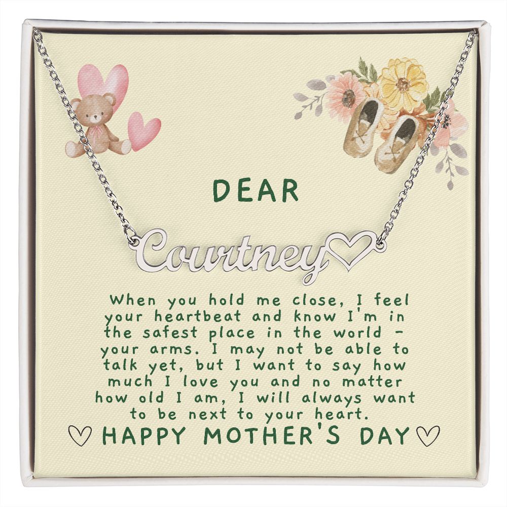 Mommy Plus Heart Necklace - To Mommy from Baby