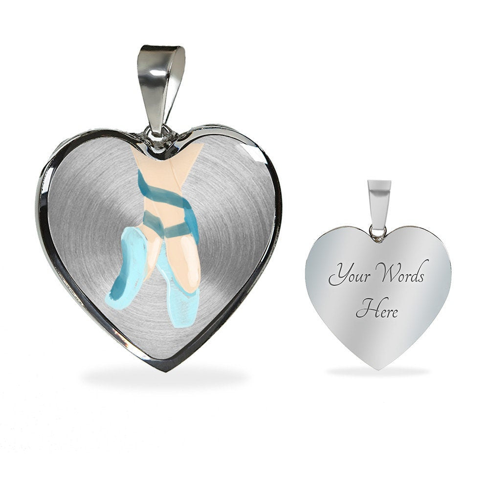 Ballet Shoes in Heart Pendant - Engravable