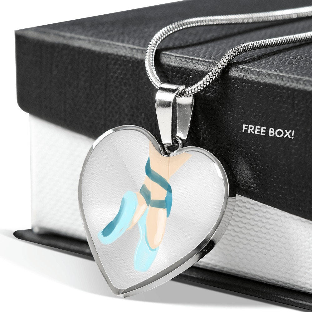 Ballet Shoes in Heart Pendant - with Two Tone Box