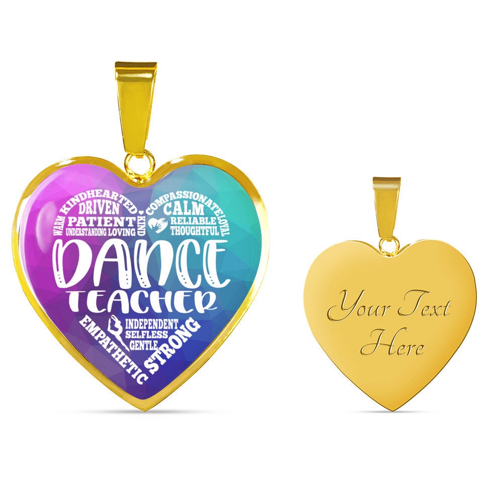 Colorful Dance Teacher Heart Pendant Engravable