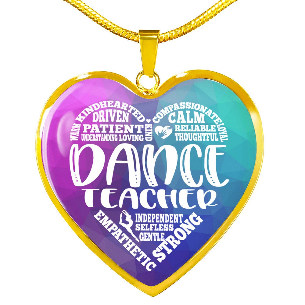 Colorful Dance Teacher Heart Pendant Engravable