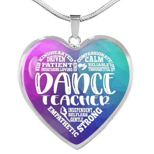 Colorful Dance Teacher Heart Pendant Engravable