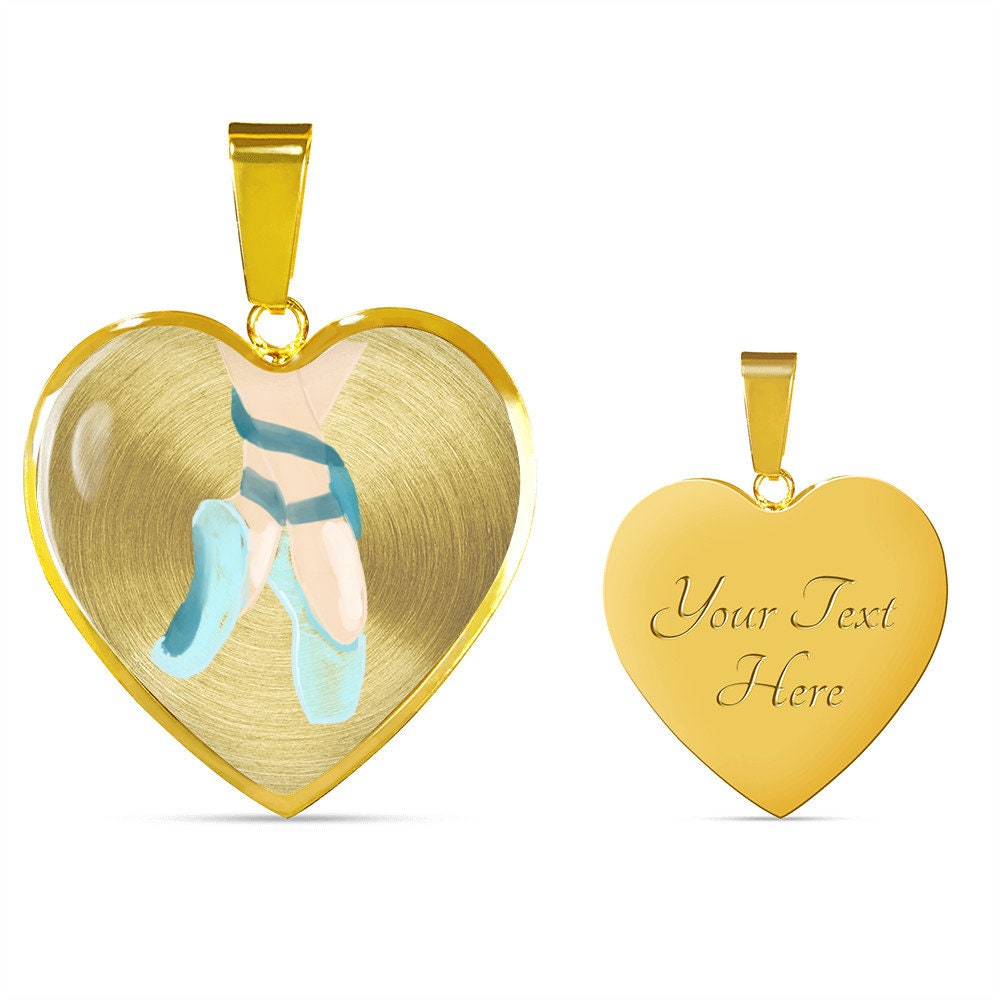 Ballet Shoes in Heart Pendant - Gold Plated