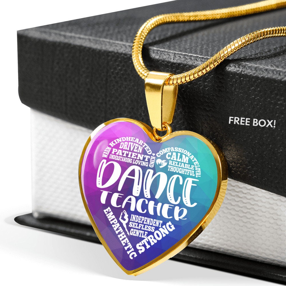 Colorful Dance Teacher Heart Pendant Engravable