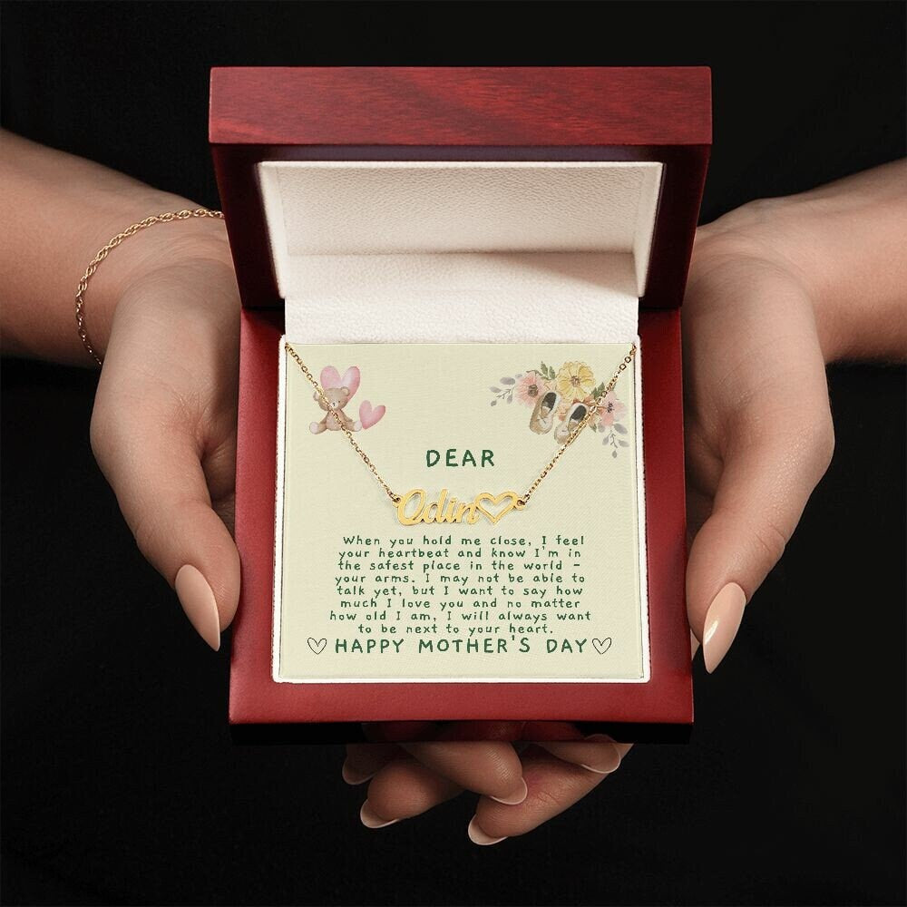 Mommy with Heart Necklace from Baby on Her First Mother's Day