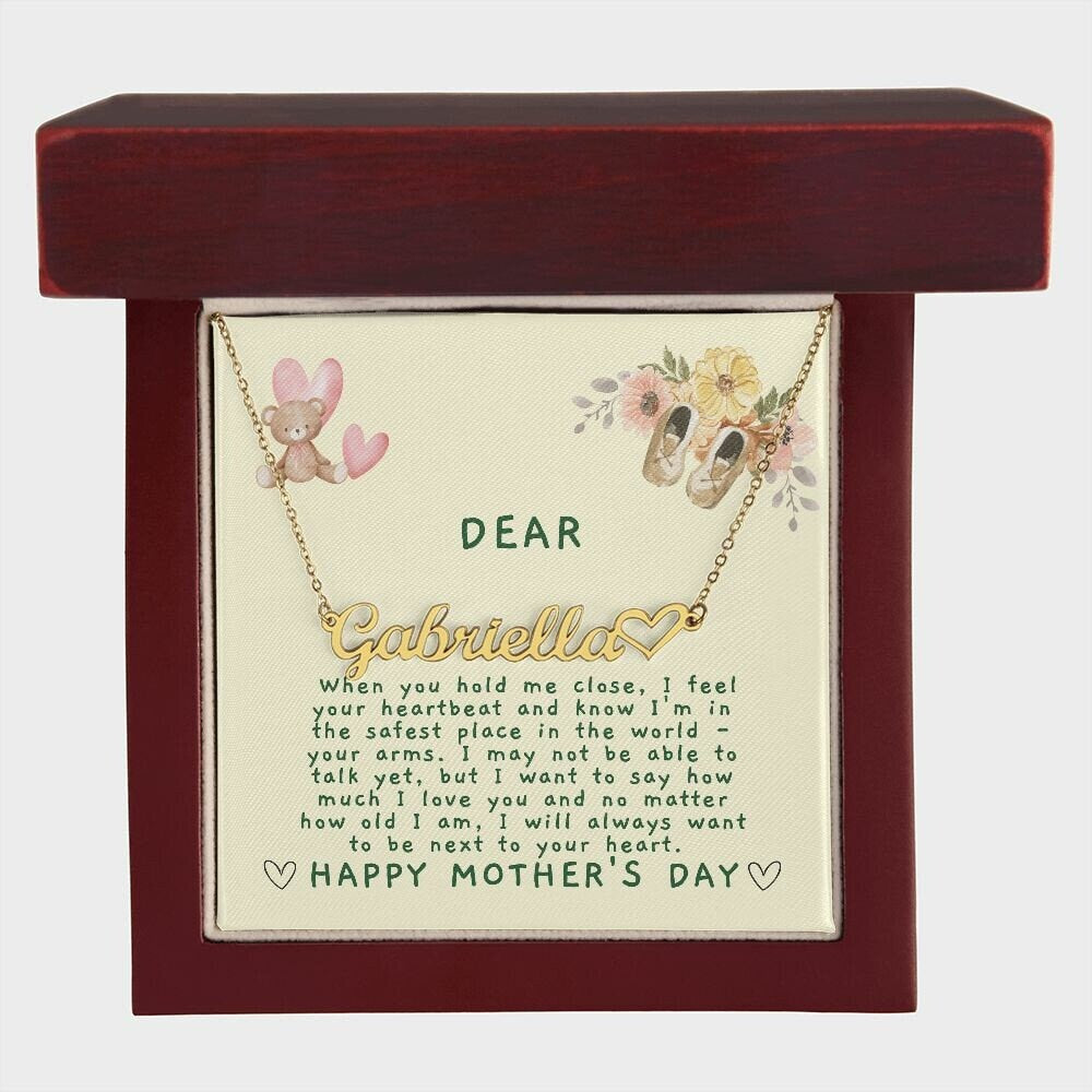 Mommy with Heart Necklace from Baby on Her First Mother's Day