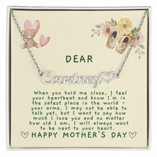 Mommy with Heart Necklace from Baby on Her First Mother's Day